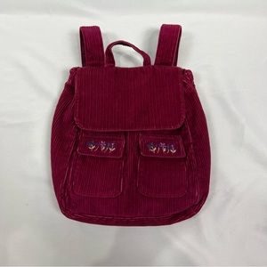 Vintage Gymboree Backpack Corduroy Maroon Flowers RARE 1998